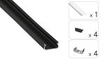 TEKKNI ORRE Set, black, transparent cover, 2.02 m